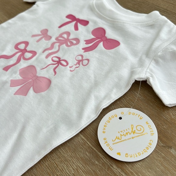 Sweet Wink Toddler Girl Bows Print Short Sleeve T-Shirt 12-18 months 2T 3T 4T - Picture 4 of 5